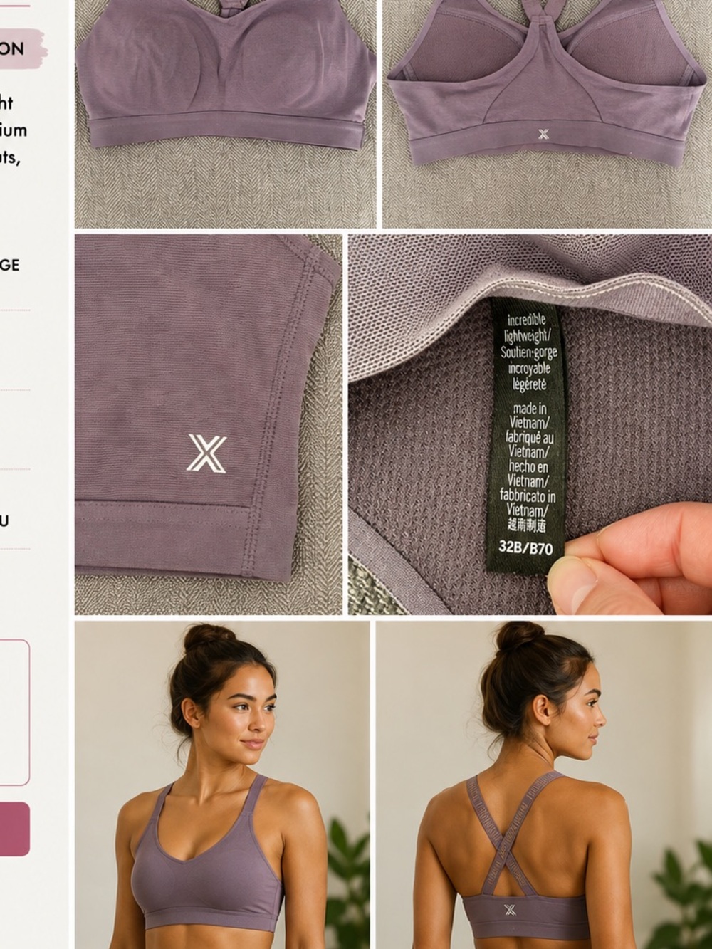 Xersion Women's Cross-Back Sports Bra - Mauve